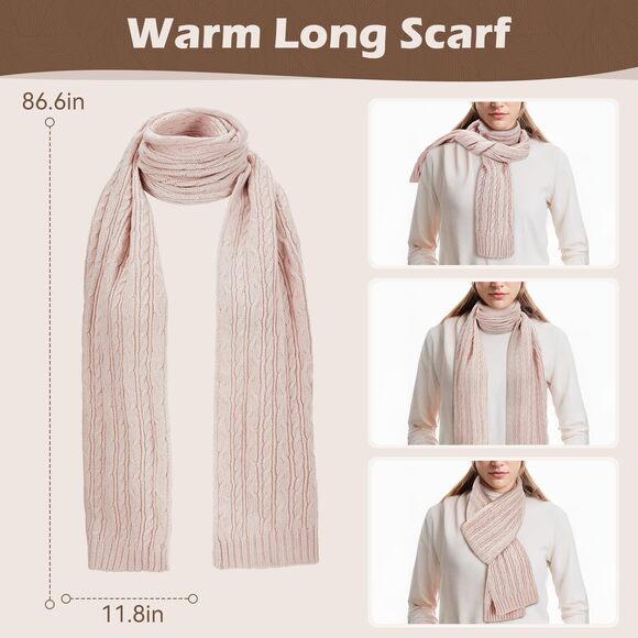 Winter Hat Beanie Scarf Touchscreen Glovess Set For Women, Soft Thick 9639